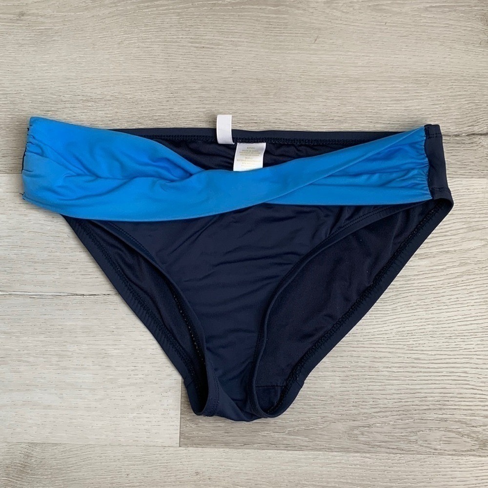 Anne Cole High Waist Bikini bottom two tones color block sz Small twisted front